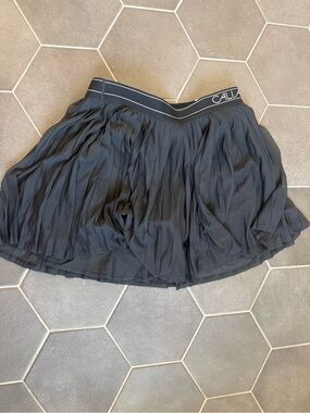 Calla Black Pleated Circle Skirt with Branded Waistband